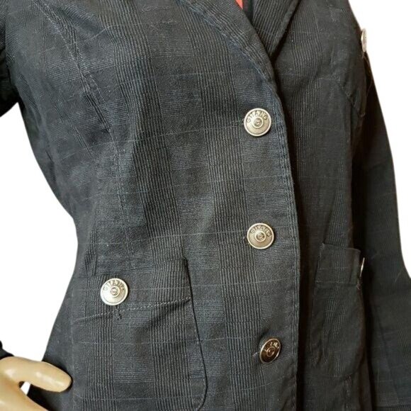 Gitano Womens Blazer Jacket Size M Button Closure Cotton Blend Black Textured - Picture 4 of 7